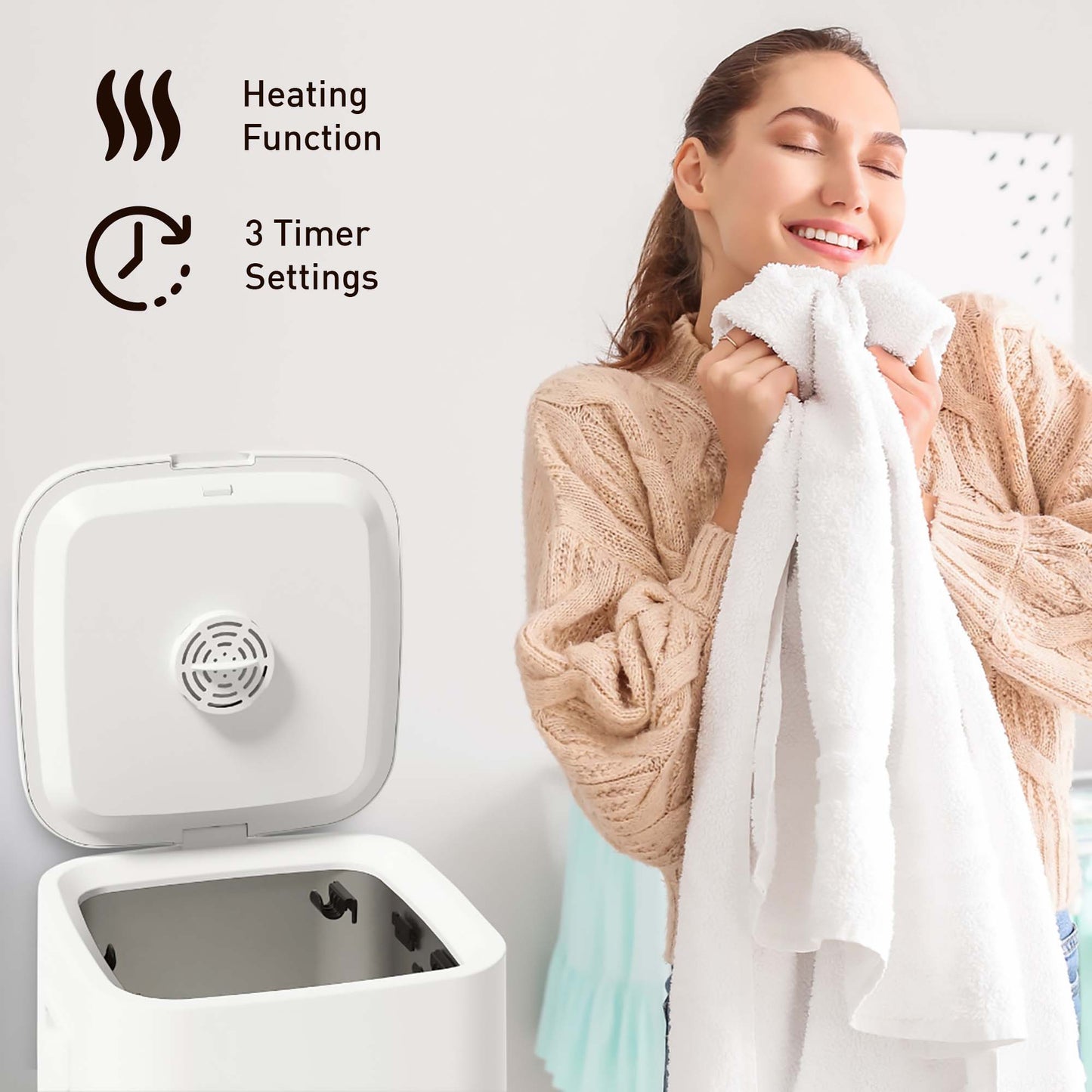 Bathroom Essential Set: Luxury Towel Warmer Bucket, Digital Scale, and Bamboo Bath Body Brush-3
