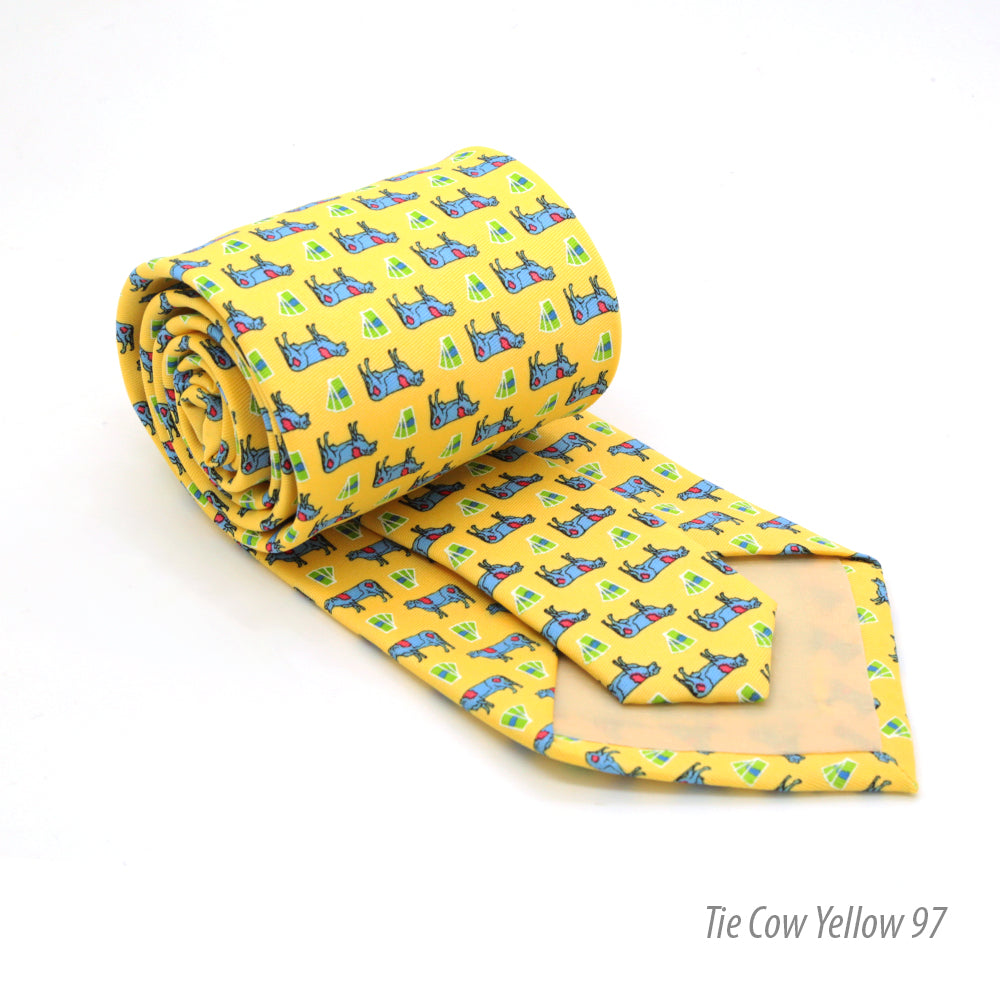 Cow Yellow Necktie with Handkerchief Set-1