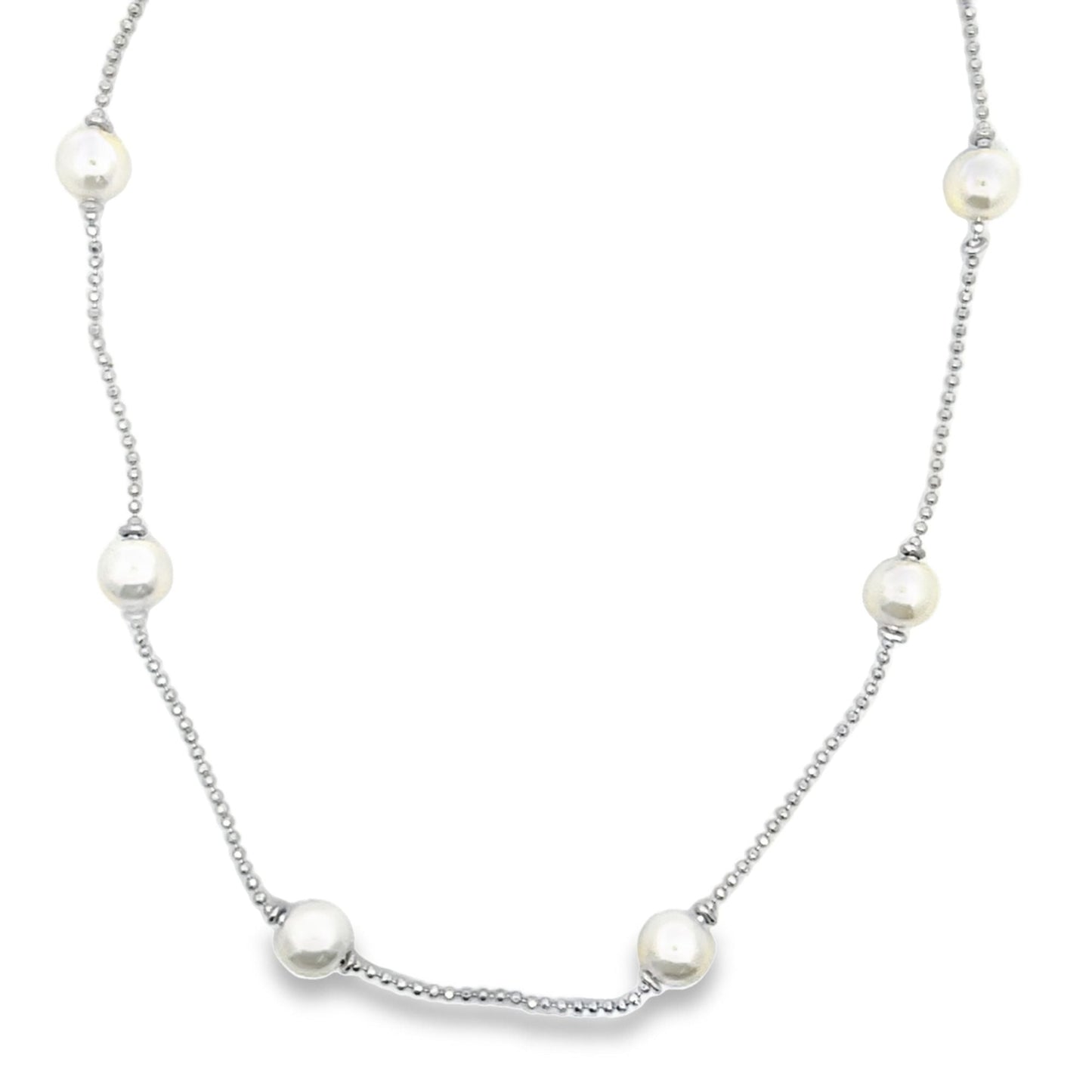 Ball Chain With 8mm Synthetic Pearls Necklace (F250)-1