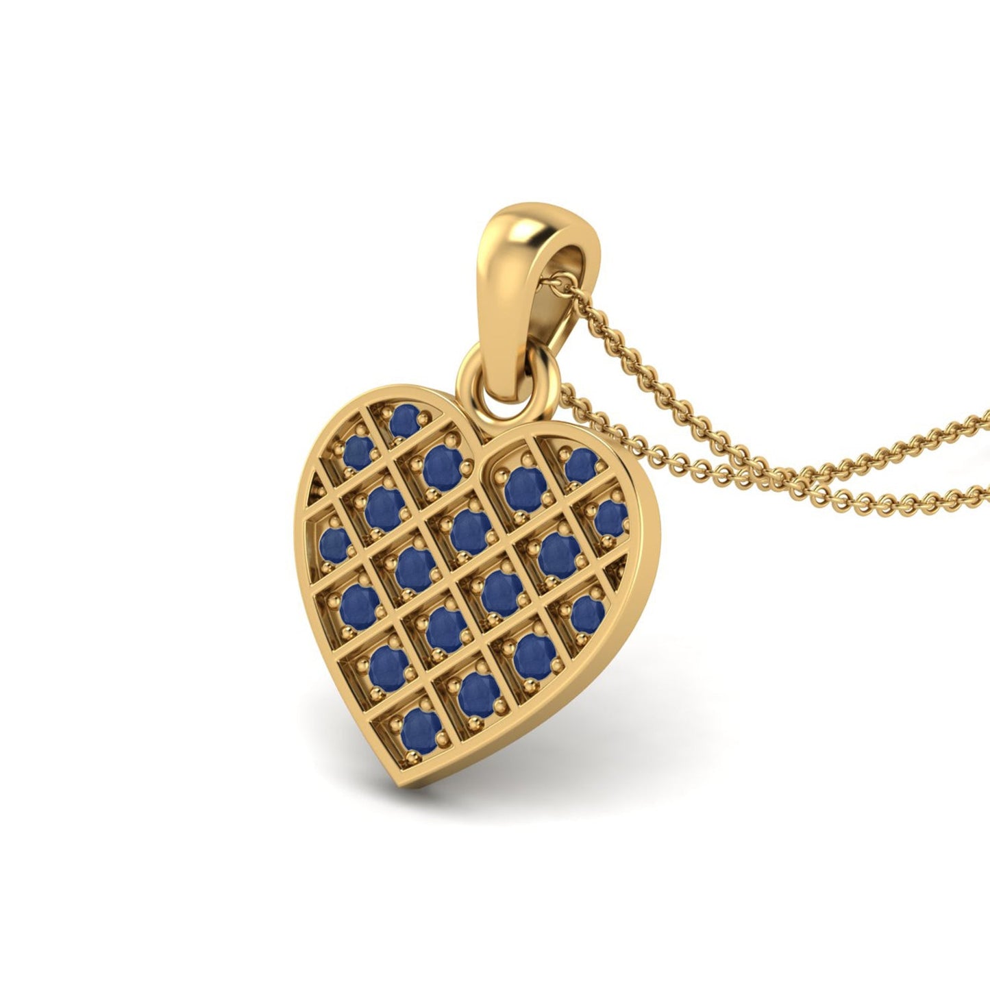 Blue Sapphire Heart Pendant - 9K Yellow Gold-2