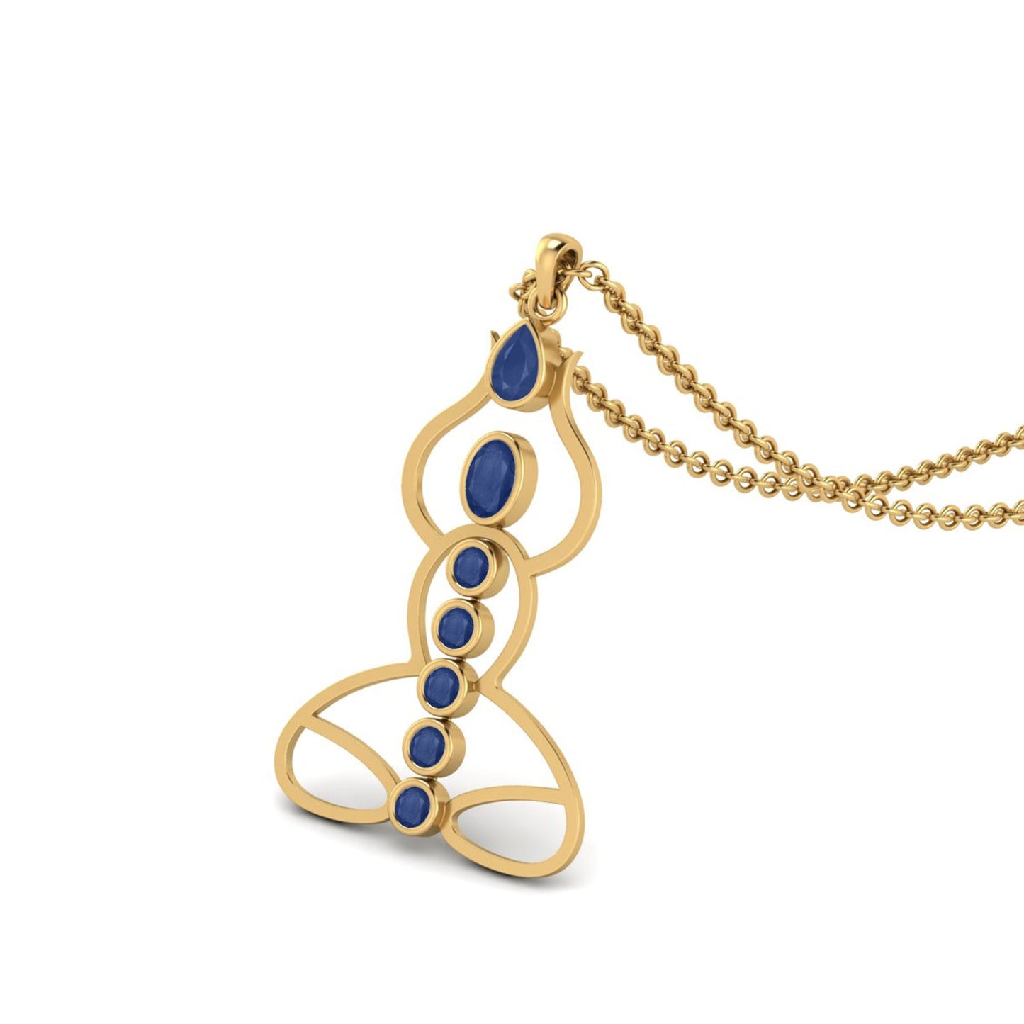 Blue Sapphire Yoga Chakra Pendant - 9K Yellow Gold-2