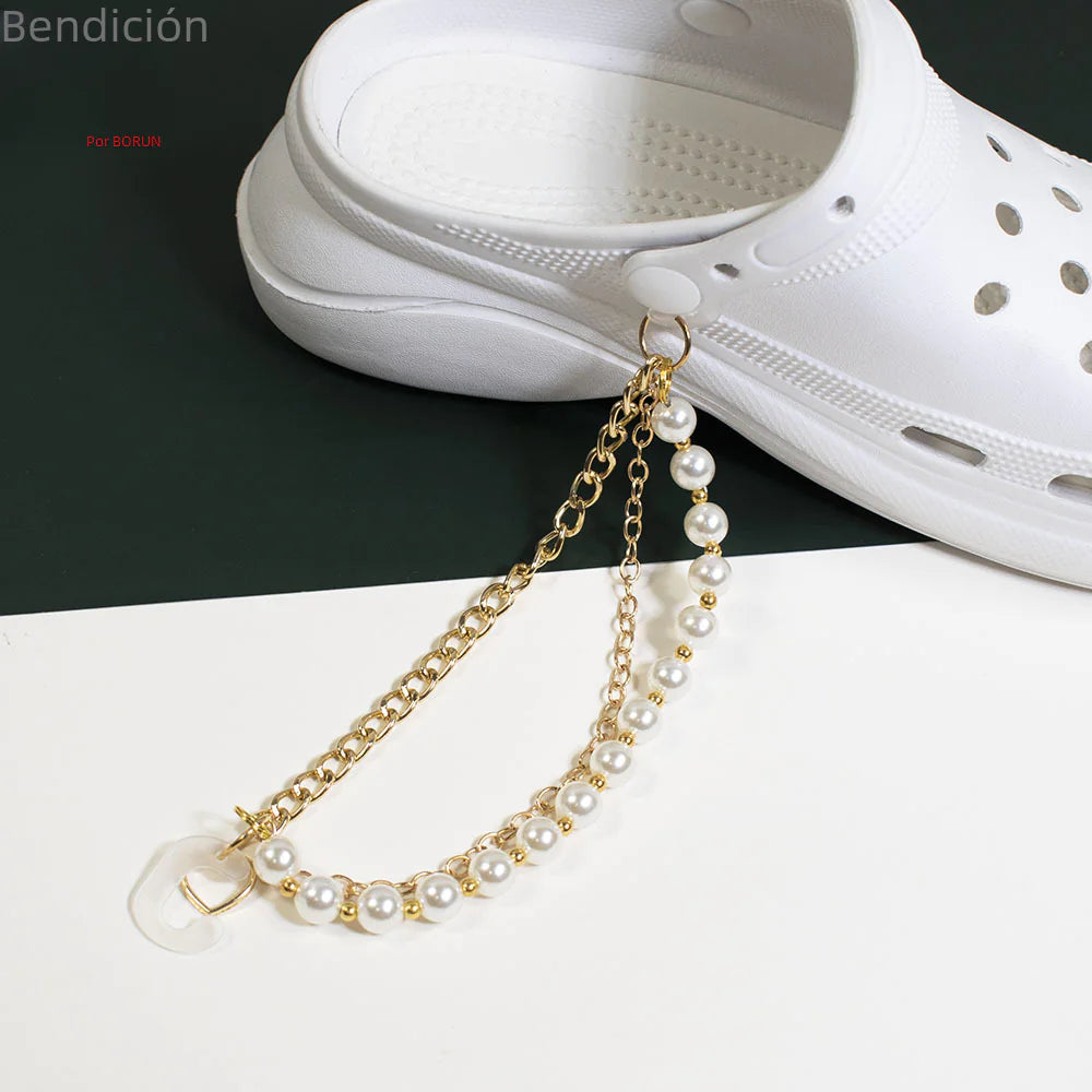 New Cross-Border Garden Shoes with Pearl Chain Accessories