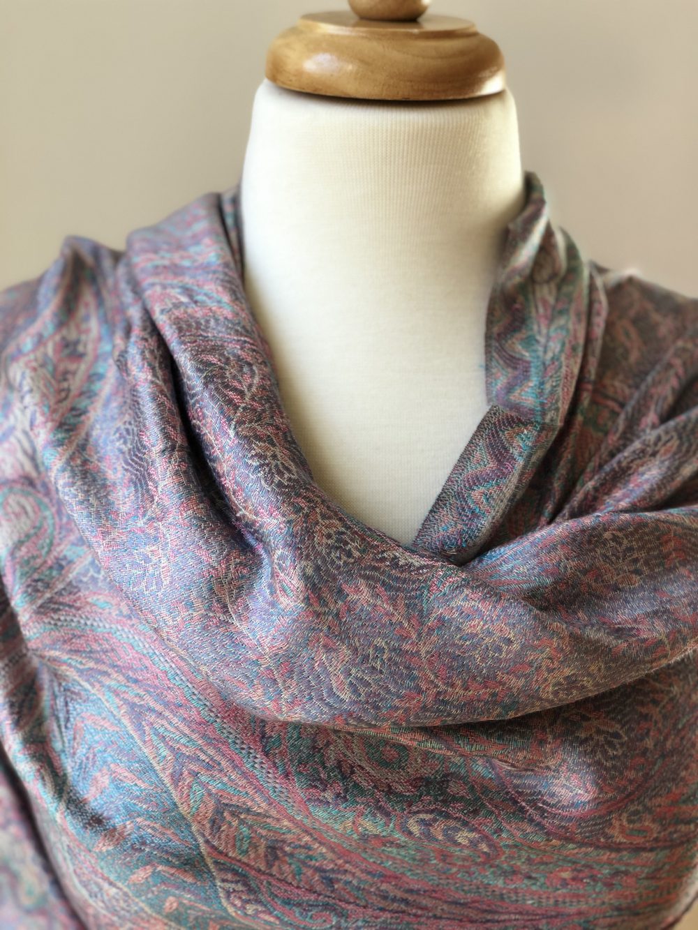 Light Pink Jamawar Pashmina Scarf-2