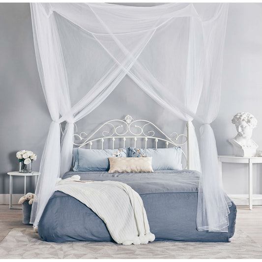 White 4-Post Bed Netting Mosquito Net for Canopy Beds - Fits size Full Queen and King-0