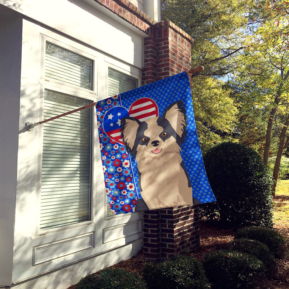 Longhaired Black and White #2 Chihuahua USA American House Flag-1