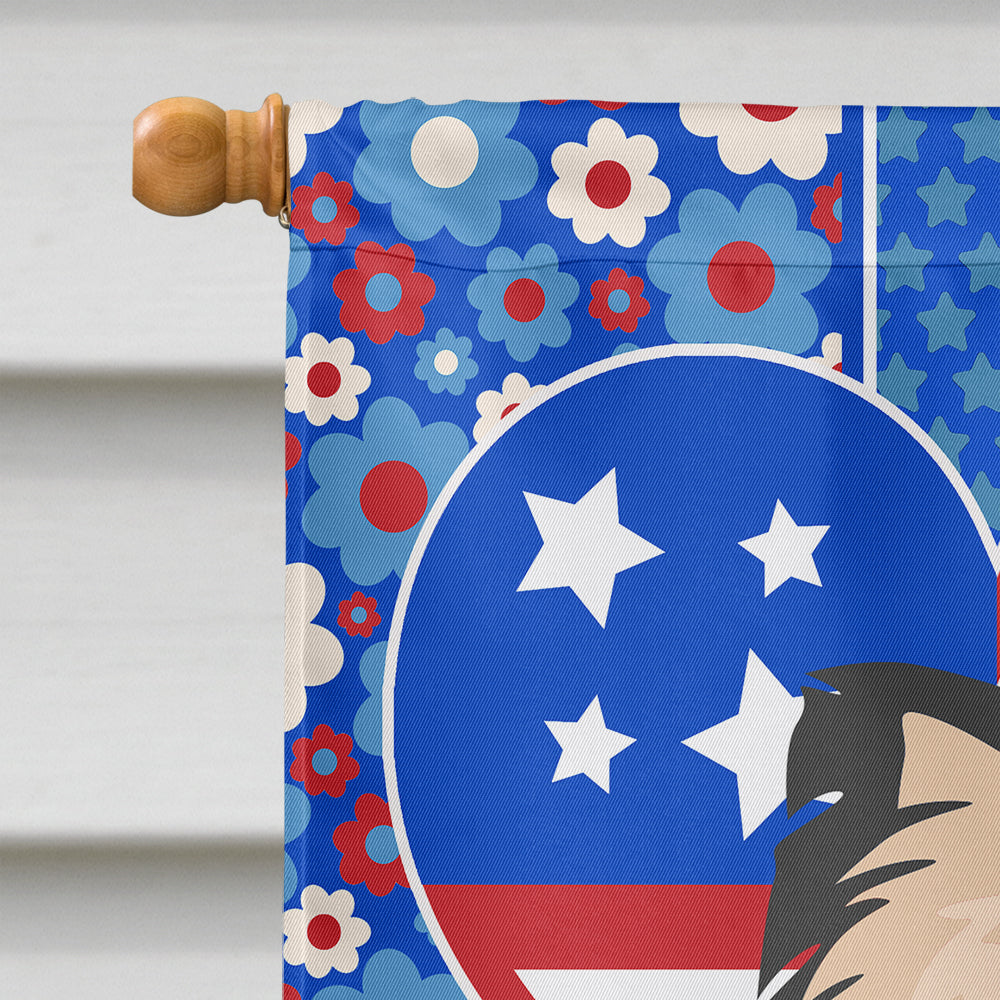 Longhaired Black and White #2 Chihuahua USA American House Flag-2
