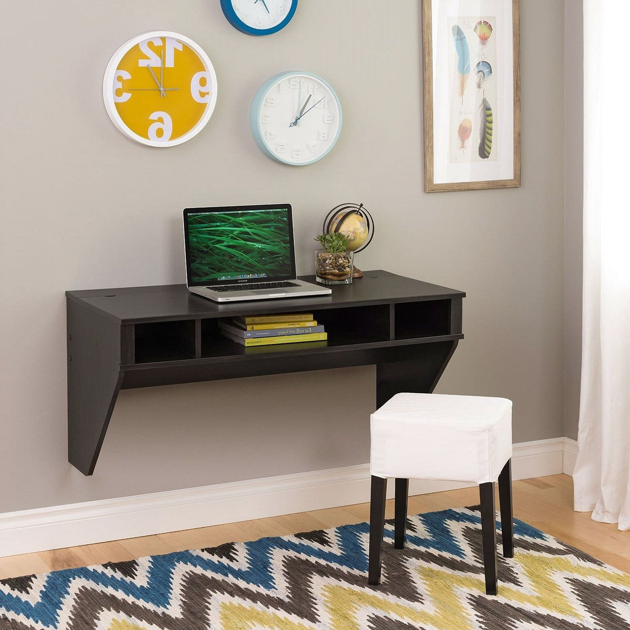 Contemporary Space Saver Floating Style Laptop Desk in Black-2