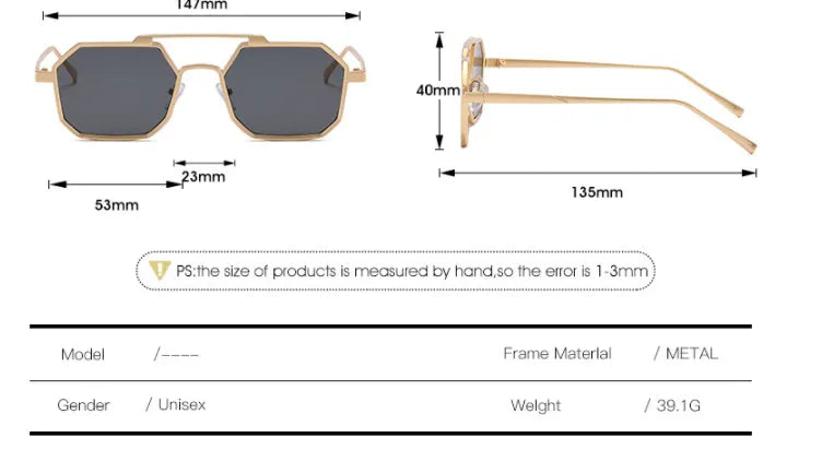 Geometric Top Bar Fashion Sunglasses – Trendy Metal Frame Eyewear