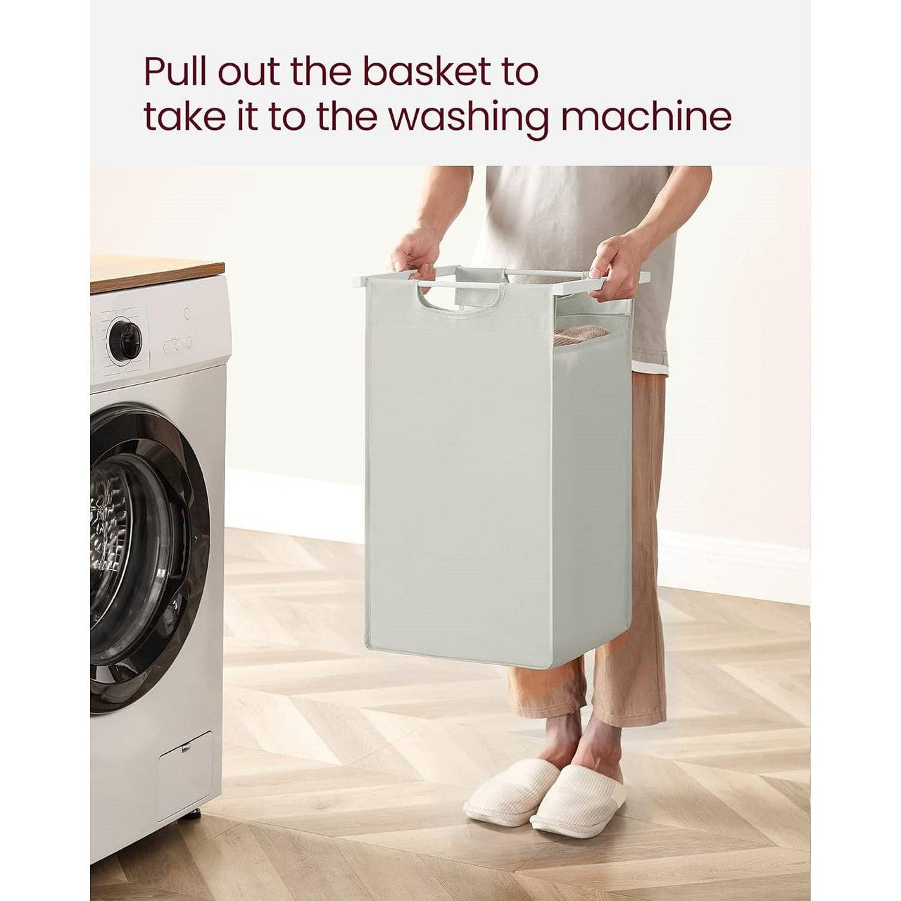 2-Basket Laundry Hamper Sorter White Frame Removable Bags and Top Storage Shelf-1