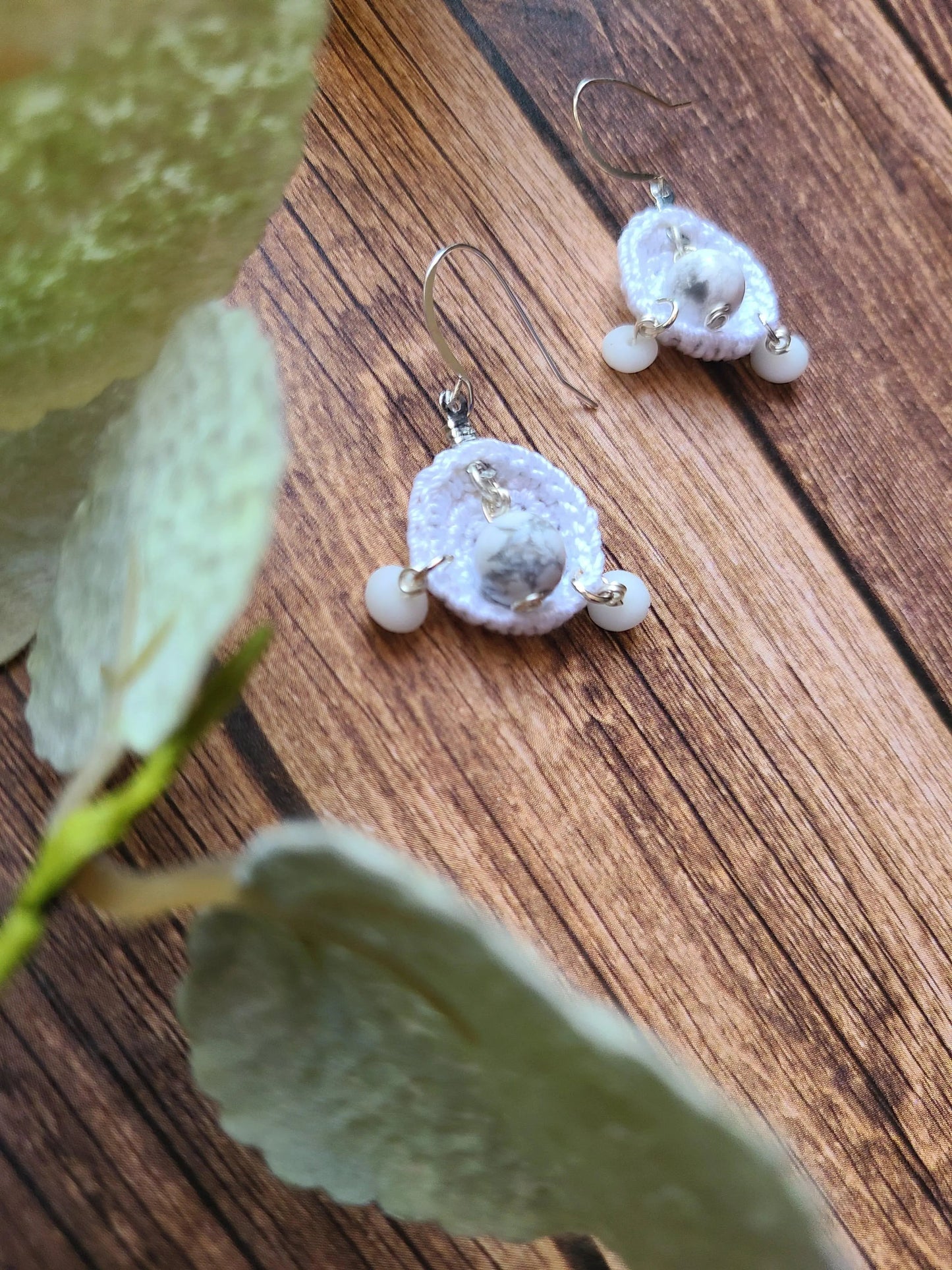 White Stone Earrings-2