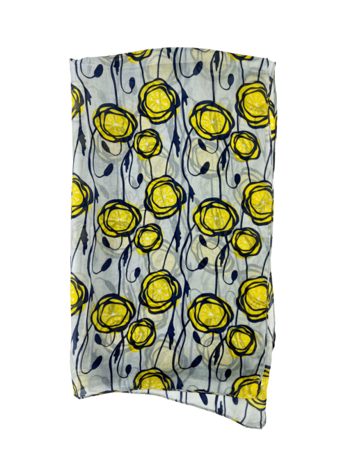 Gray and Yellow Tulip Silk Scarf-4