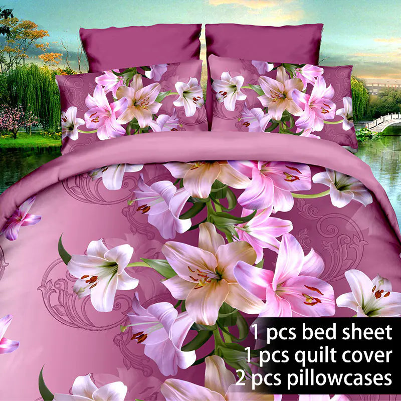 2017 New 3D Bedding Set for Weddings (4 Pieces)