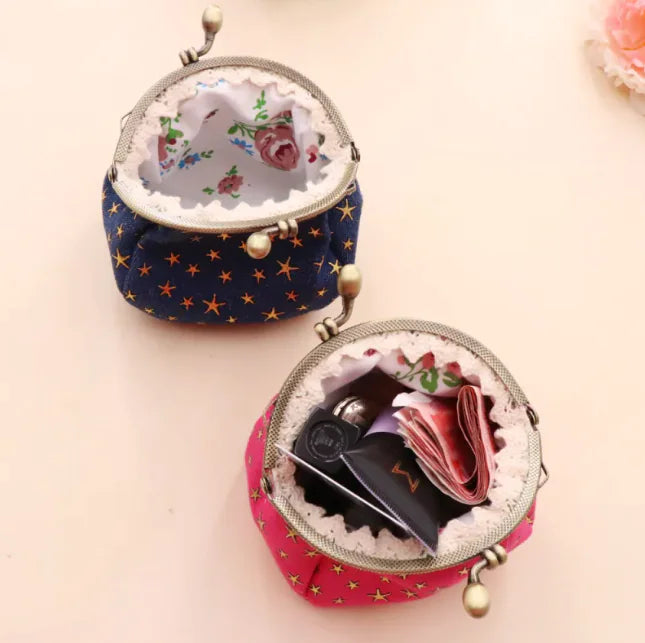 Vintage Denim Handmade Women's Coin Purse with Hasp Closure