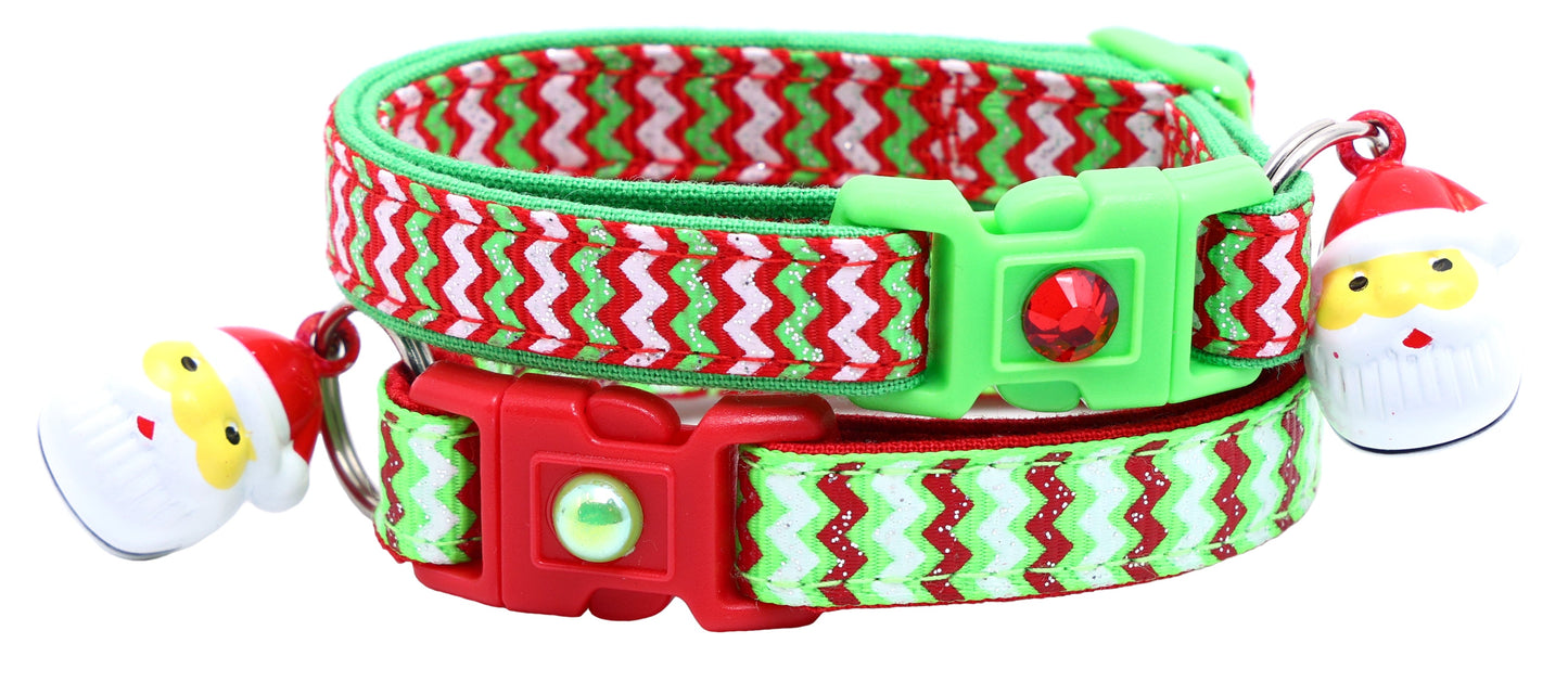Christmas Chevron Breakaway Cat Collar-0