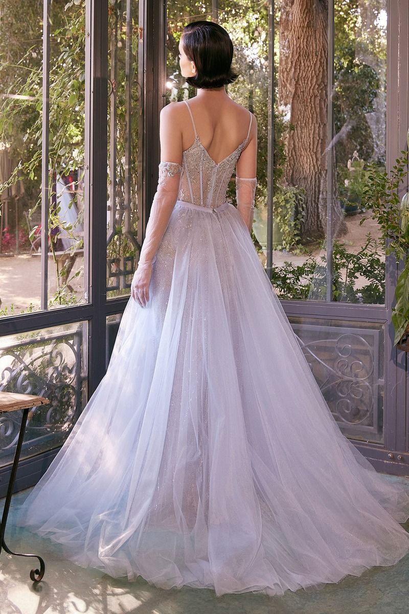 Beaded Light Blue Gown & Removable Tulle Overskirt-3