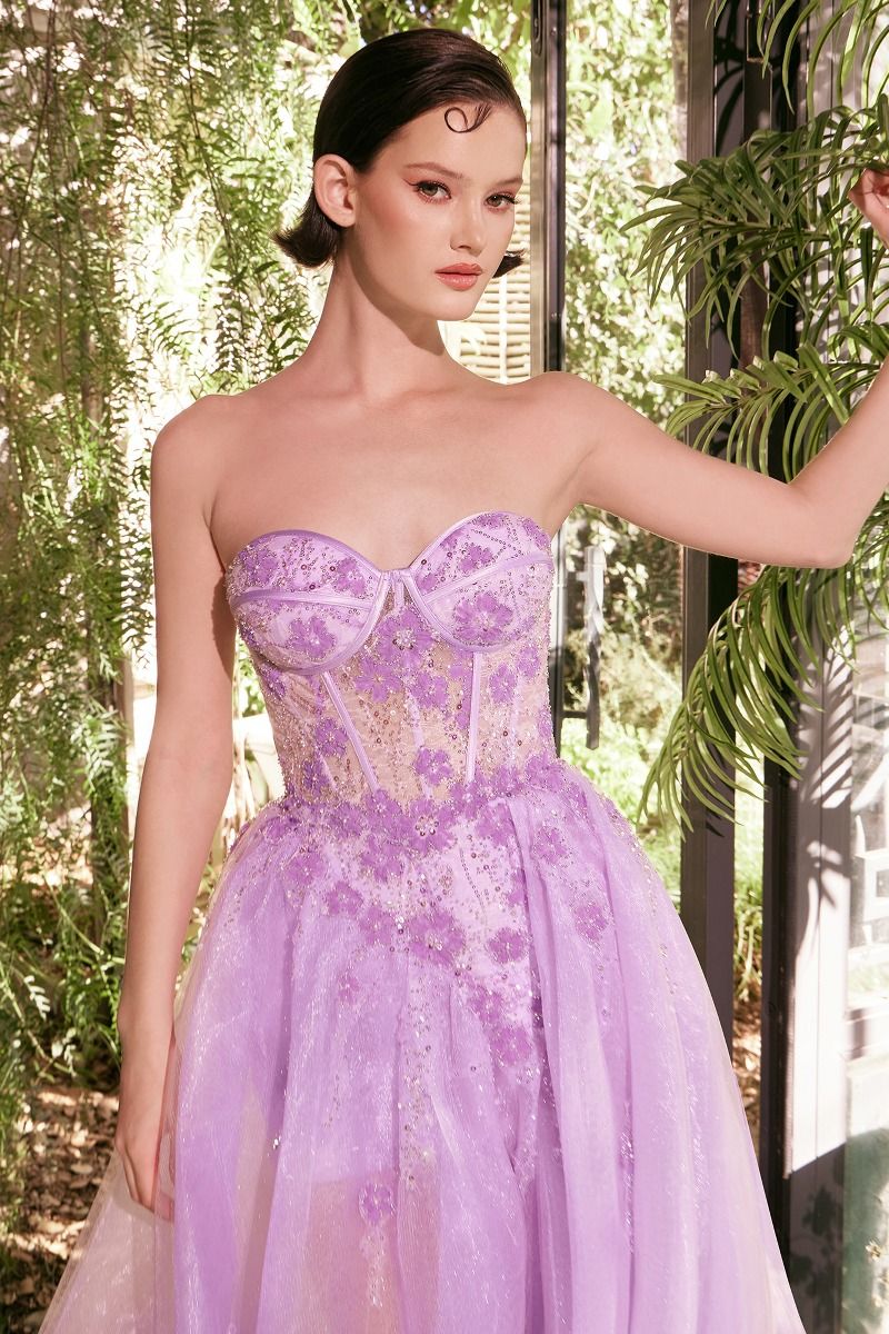 Tulle Daisy Asymmetric A-Line Gown-4