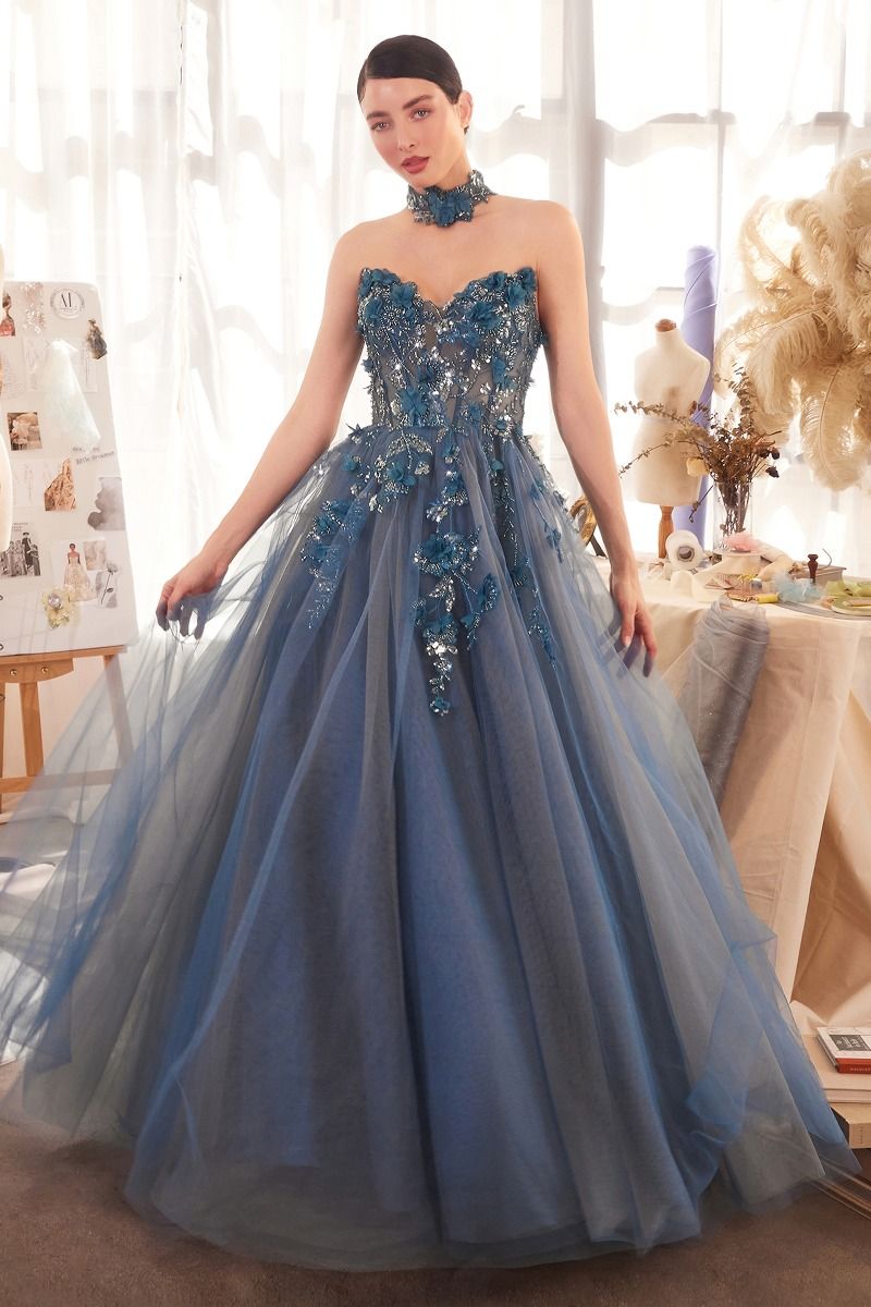 Strapless Lace Ball Gown & Choker-2