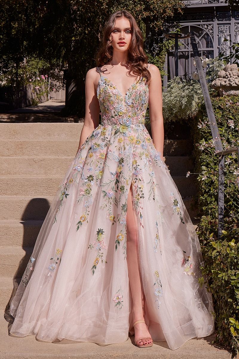Multicolor Floral A-Line Gown-2