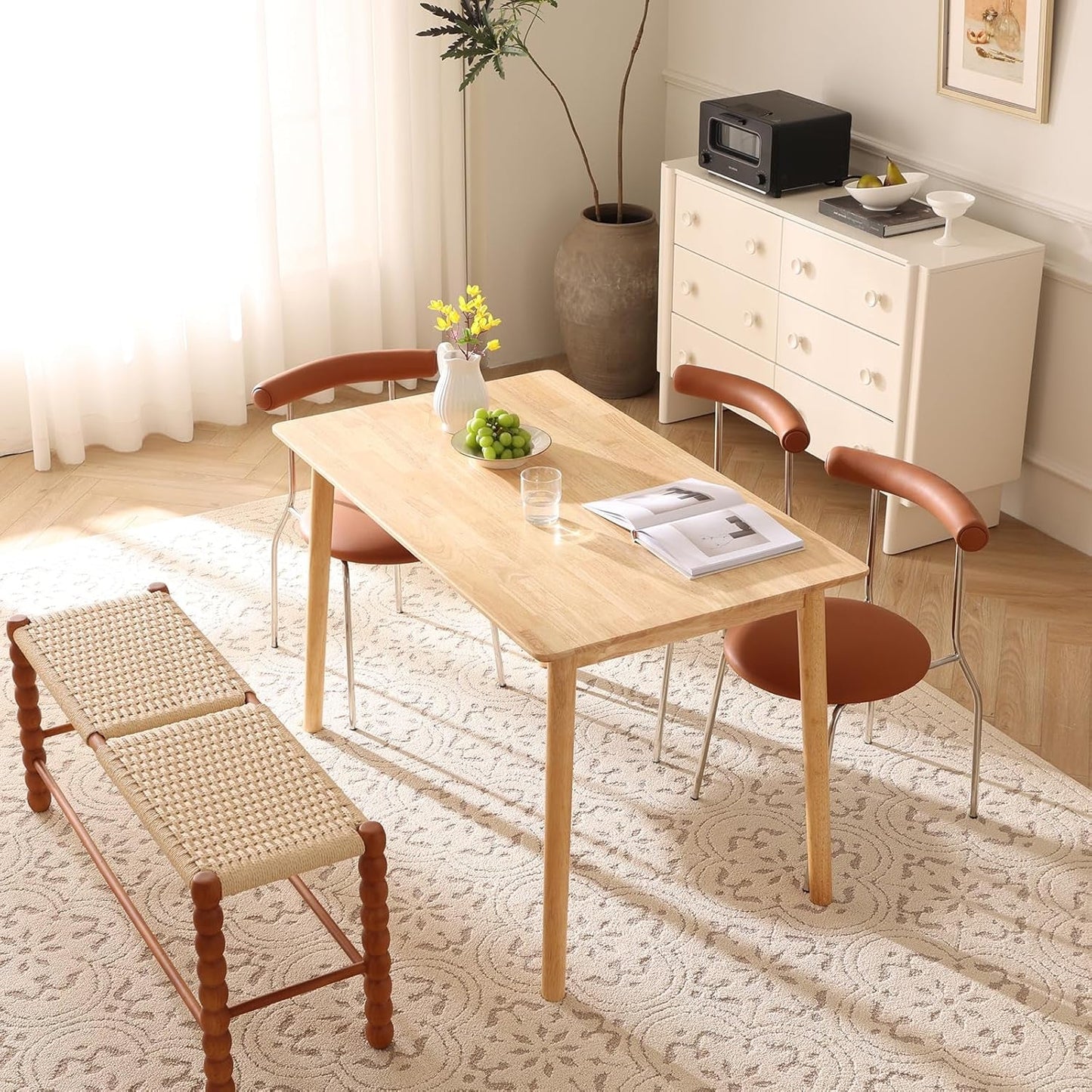 Solid Wood Dining Table 47.2 Inches Mid Century Modern-1