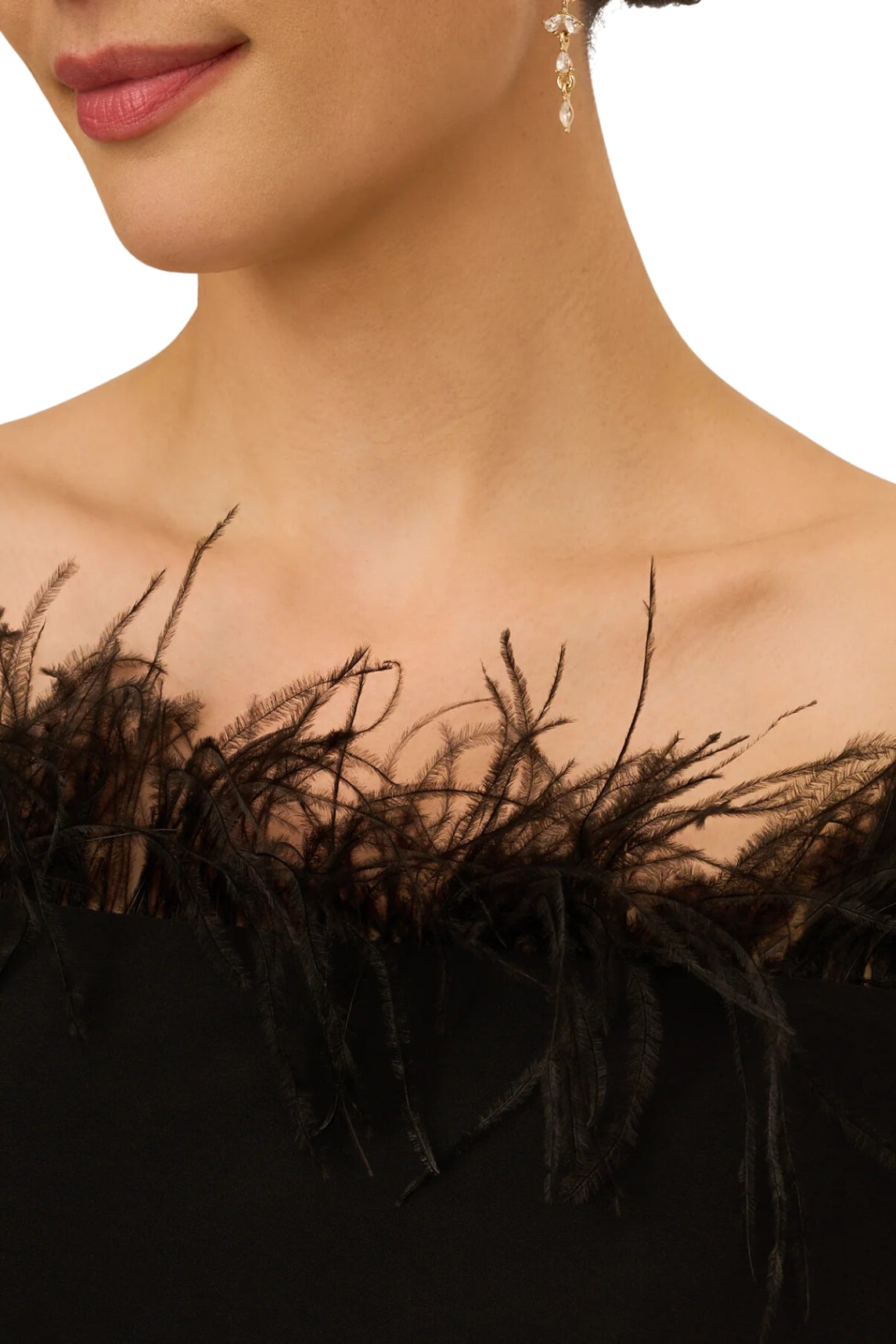 Adrianna Papell Off The Shoulder 3/4 Sleeve with Feaher Accents - Wholesale-3