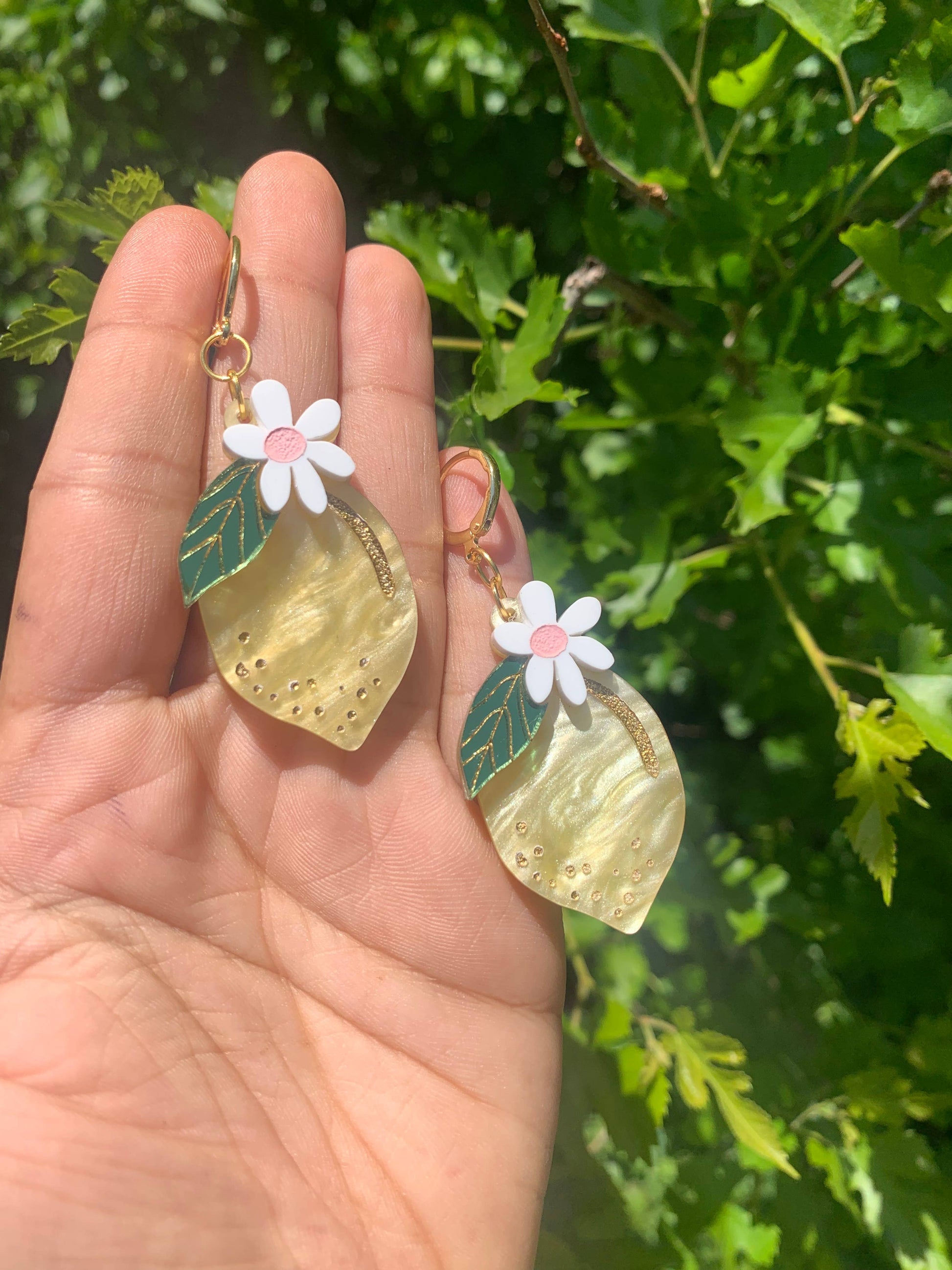 Lemons Acrylic Statement Earrings-3