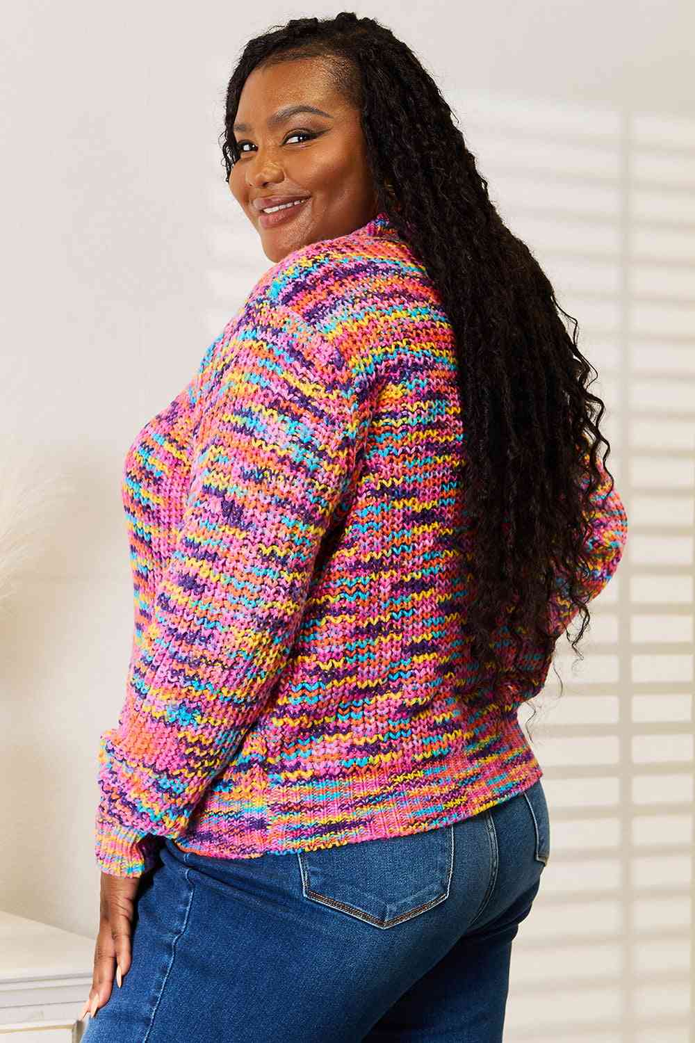 Woven Right V-Neck Long Sleeve Cardigan-1