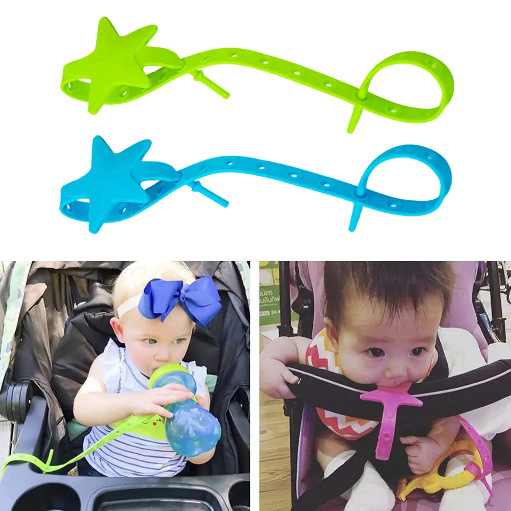 Silicone Star Pacifier Chain and Stroller Hook Organizer