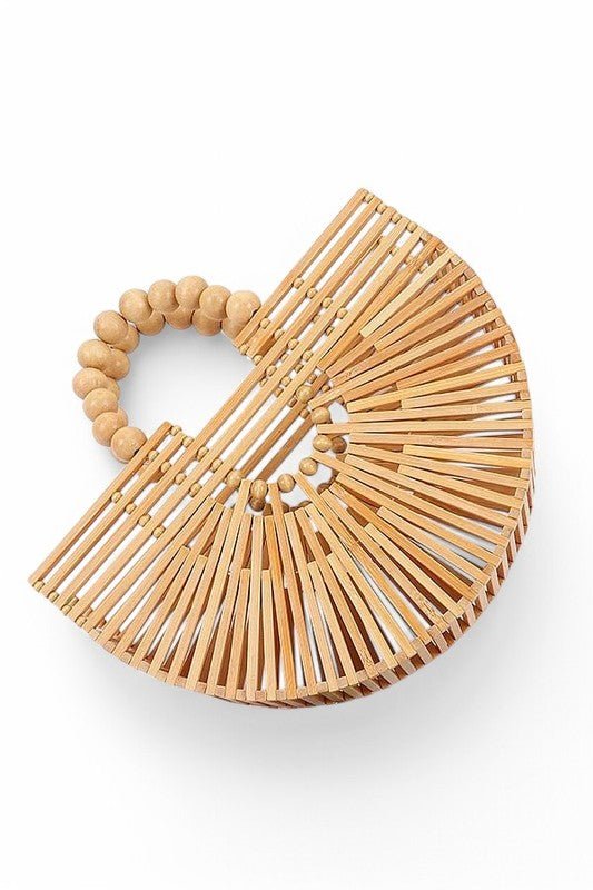Bamboo Structure Half Circle Clutch Bag-4