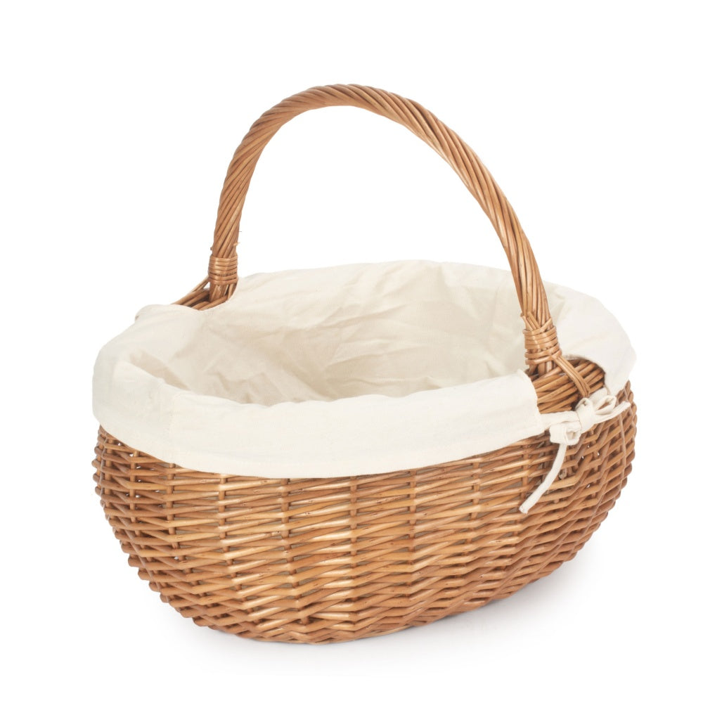 Deluxe Wicker Shopping Basket With White Lining-4