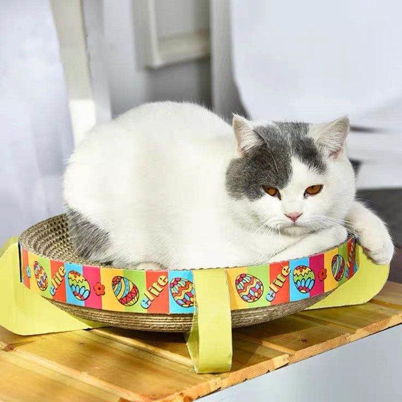 Round Cat Scratch Lounge - Interactive Corrugated Paper Toy For Cats-3