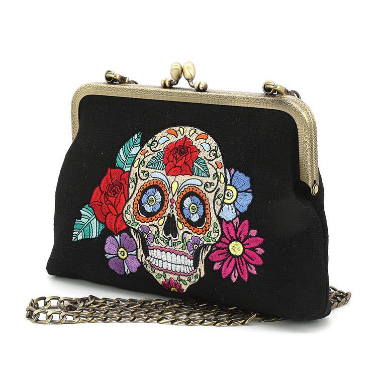Floral Sugar Skull Kisslock Bag-1