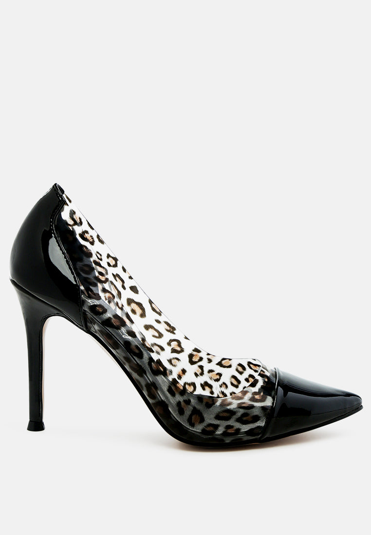 Candace Clear Patent Faux Leather Detail Pumps-5