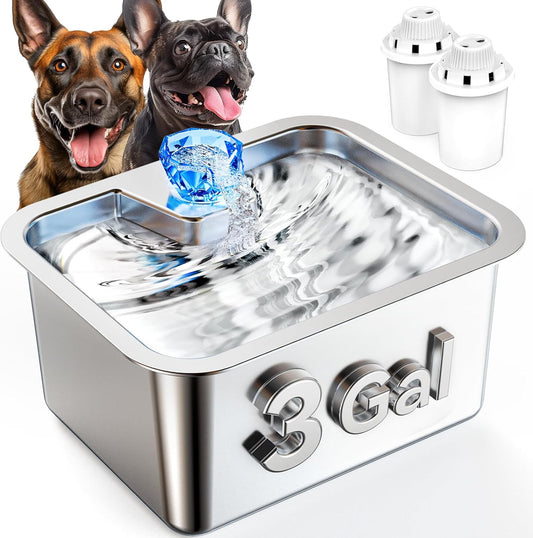 3 Gallon Extra Large Stainless Steel Dog Water Fountain-0