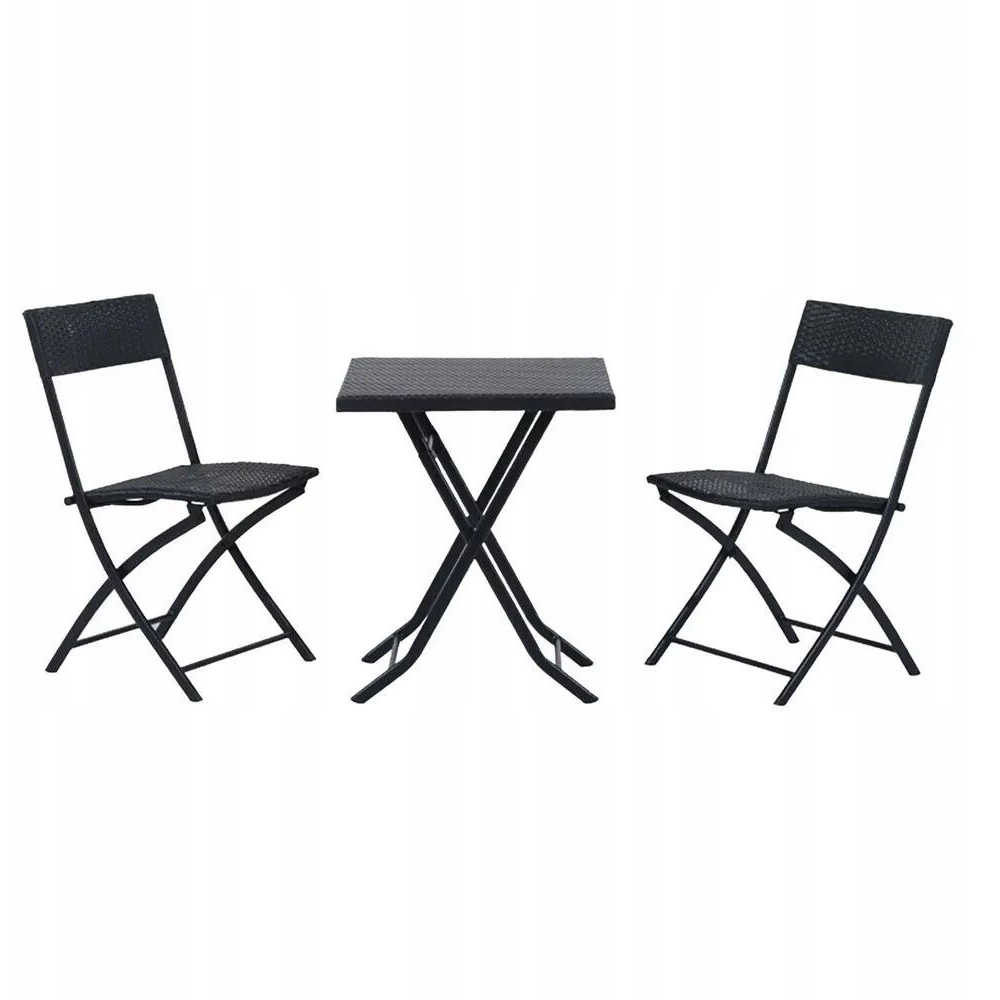 Black Forest | Mały zestaw mebli ogrodowych | dwa krzesła + stolik czarny (L-0201P)-0