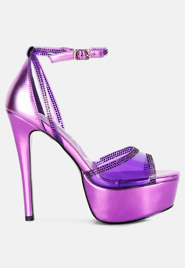 Cinderella Rhinestones Embellished Stiletto Platform Sandals-5