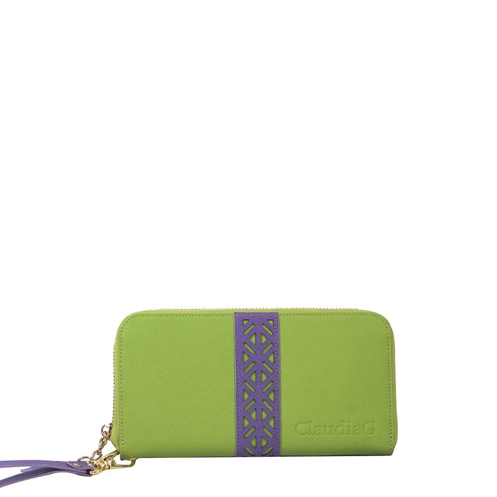 Layla Leather Wallet- Lime Green/Plum-0