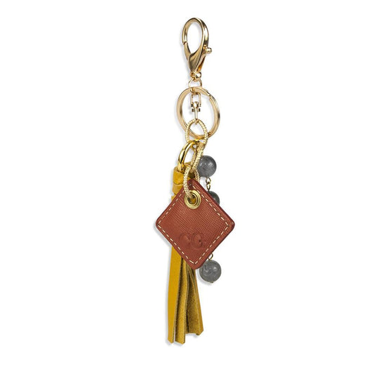 Lucca Leather Bag Charm- Yellow-0