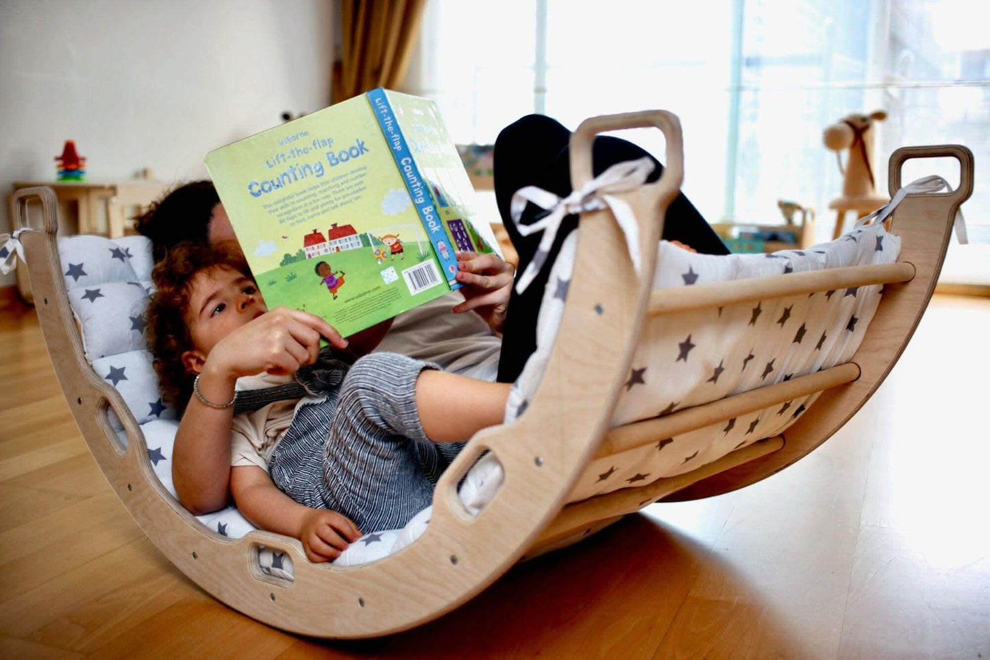 Climbing Arch with Ladder Ramp and Star Pillow Set | Wooden Climber Set-2