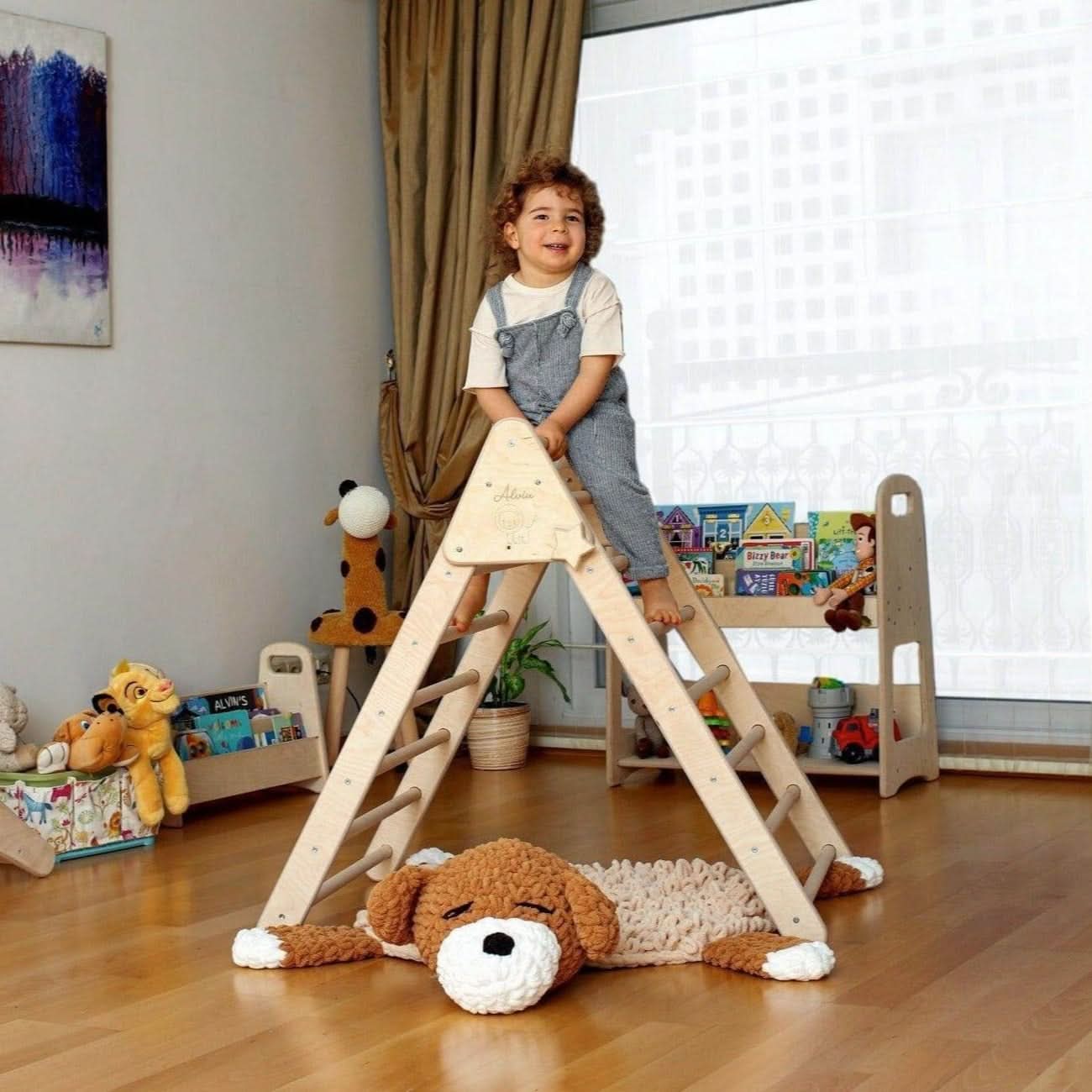 Climbing Triangle - Arch / Rocker with Jungle Pillow | Foldable Montessori Climbing Set-0
