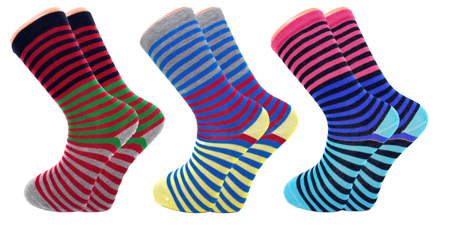 3 Pairs Colorful Fun Crazy Crew Dress Socks – Soft Cotton Blend, Novelty Pattern Socks for Men & Women-1