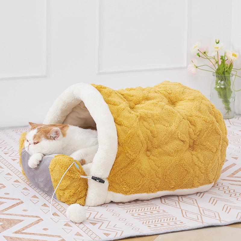 Cozy Cave Cat Bed: Arctic Velvet Game Console-0