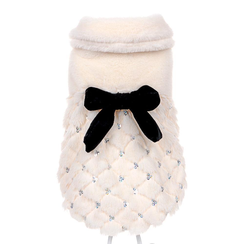 Cozy Chic Plush Bow Dog Coat - Stylish Spring And Autumn Pet Attire-4