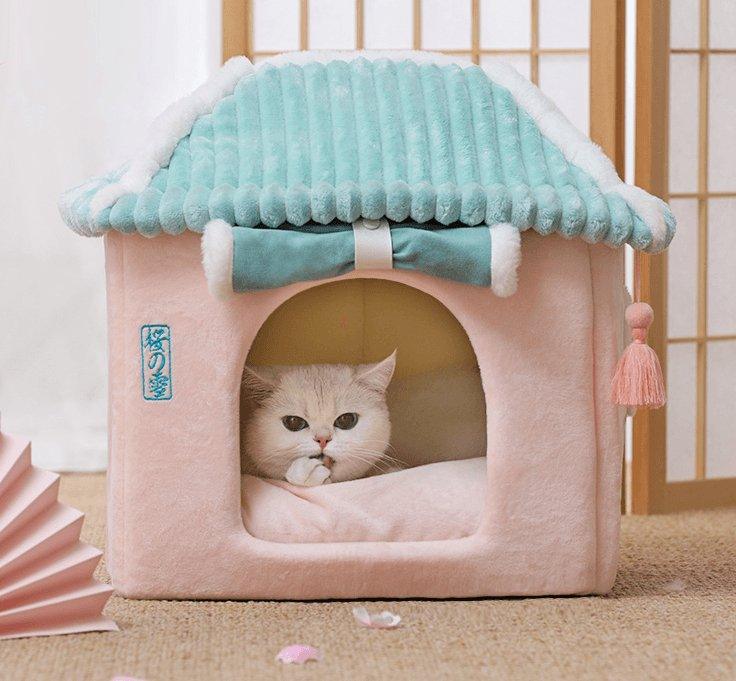 Cozy Retreat Cat House - The Ultimate Enclosed Cat Villa-4