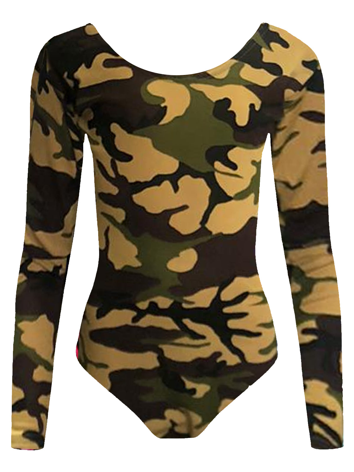 Crazy Chick Girls Microfibre Camouflage Full Sleeve Leotard-0