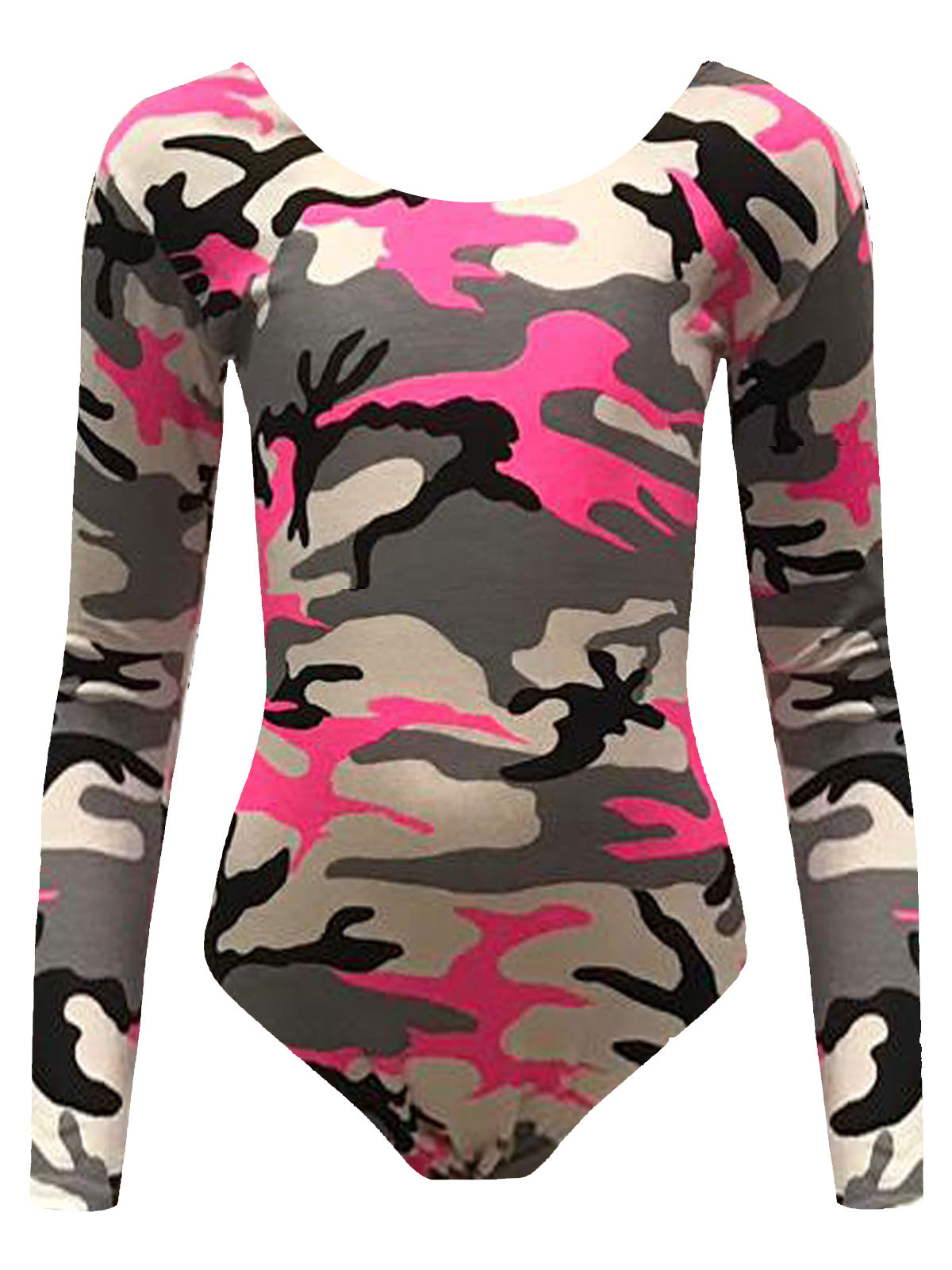 Crazy Chick Girls Pink Camouflage Full Sleeve Leotard-0