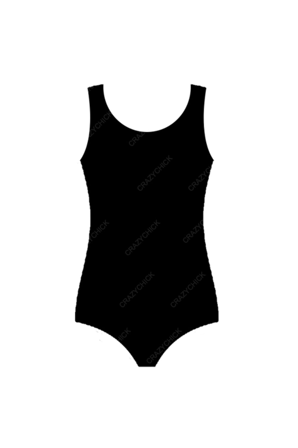 Crazy Chick Girls Cotton Wide Strap Sleeveless Black Leotard-0