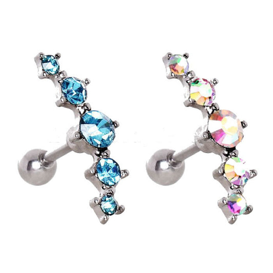 316L Surgical Steel Curved Five CZ Cartilage Earring-0