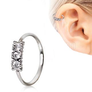 316L Stainless Steel Synthetic Triple CZ Cartilage Earring / Nose Hoop Ring-0