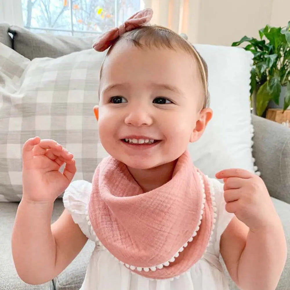 Cotton Gauze Baby Bibs with Lace for Newborns