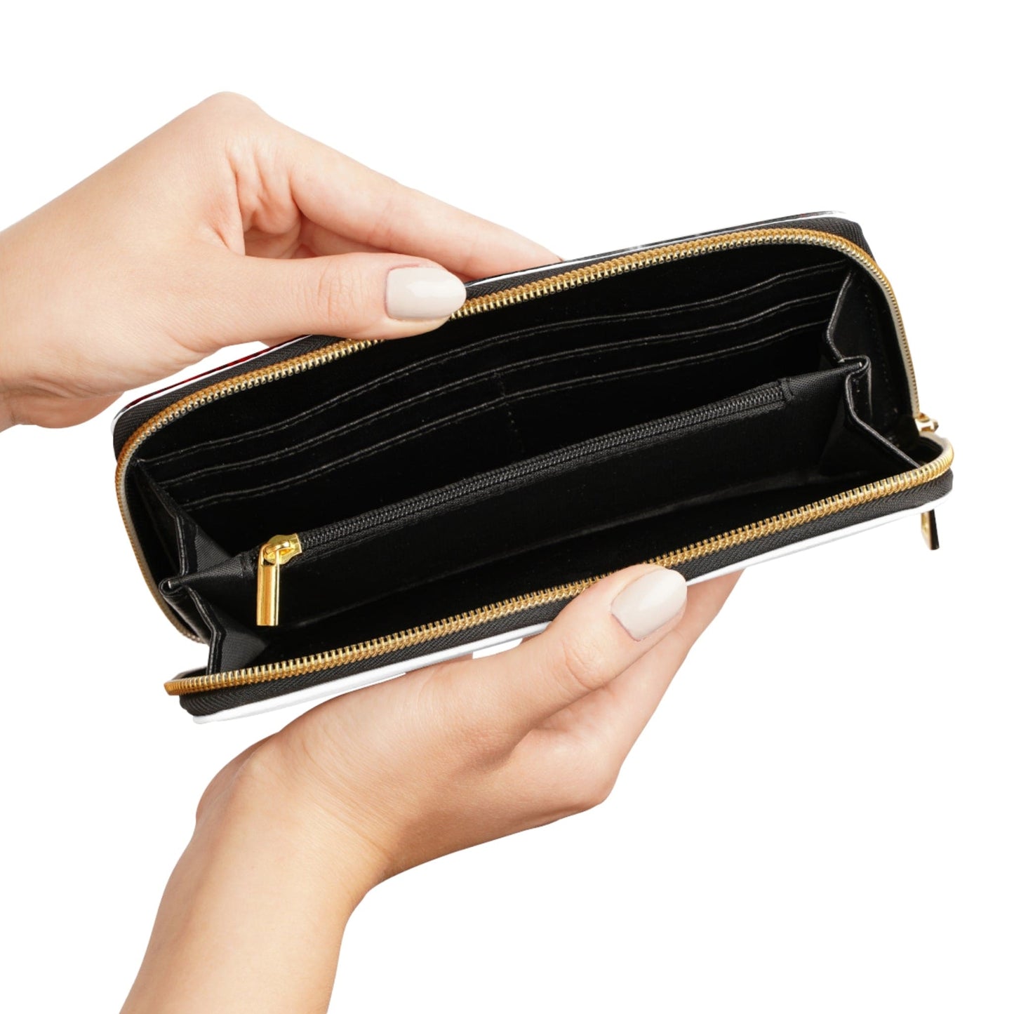 Decorative Black Red White Abstract Seamless Pattern Womens Zipper Wallet Clutch Purse-2
